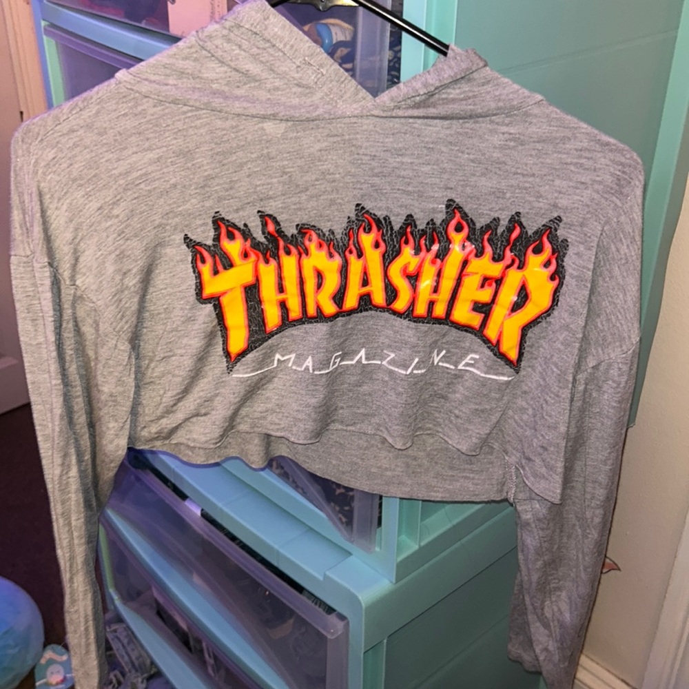Crop top thrasher grey , magazine light sweatshirt